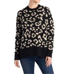 Workshop Republic Clothing Leopard Print Wool Blend Sweater